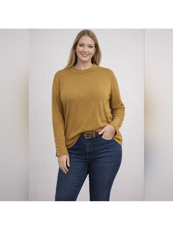 Rafaella Sweaters - Womens Plus |Rafaella Plus Size XXL Mustard Knit Top — Like New|c1